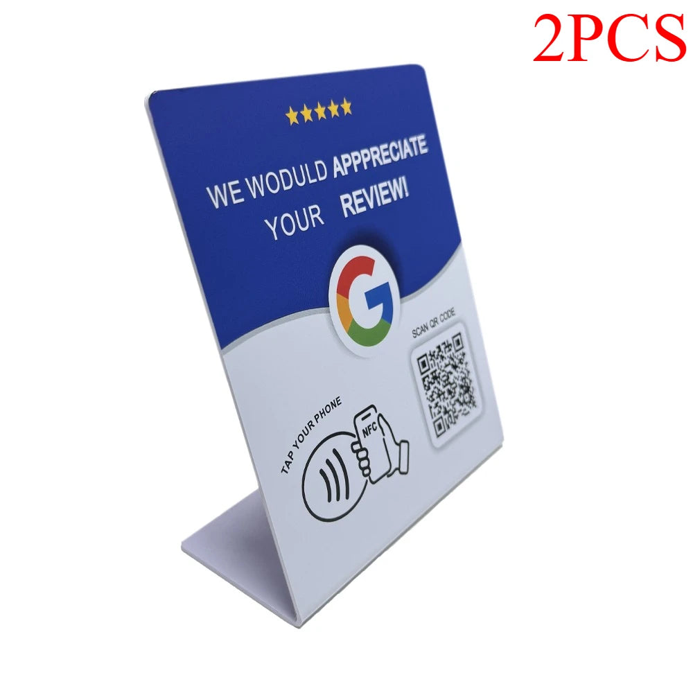 NFC Google Review Stand Card with QR Code Link - Your Desired Shop